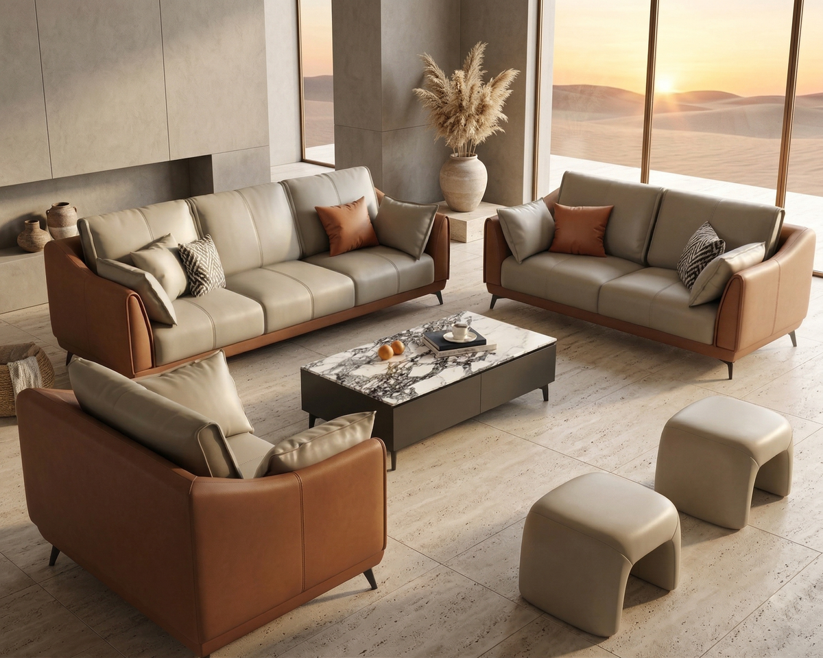 Luxury 2-Seater Sofa in Tanane Leather - Handcrafted Designer Seating India
