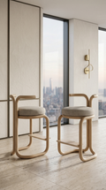 Ergonomic Willow Contour Bar Stool in Solid Oak and Walnut Finishes