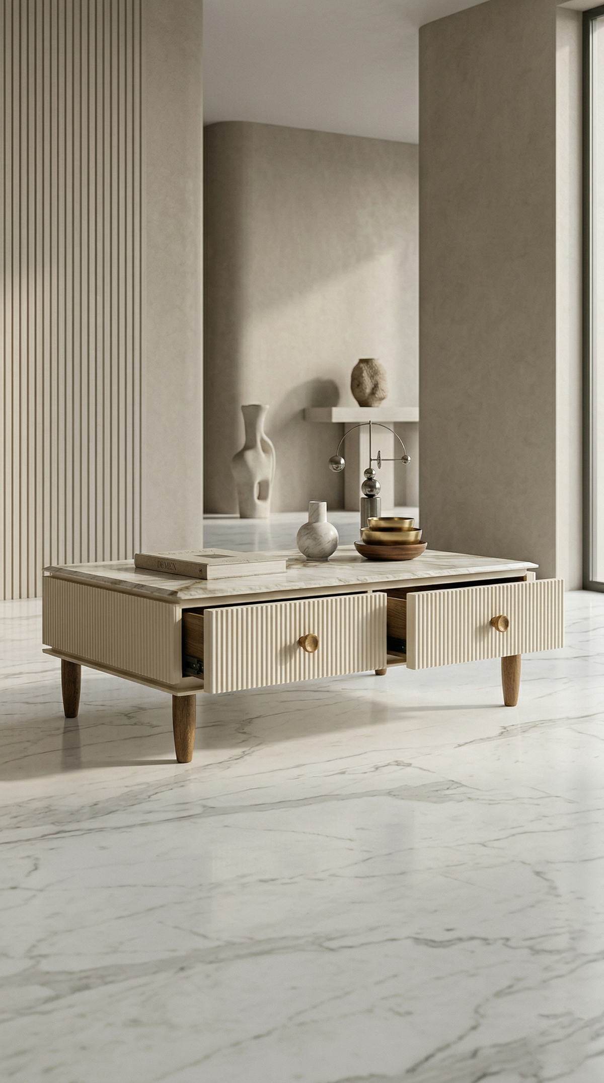 Classic Hand-Carved HDF Coffee Table with Heritage Craftsmanship