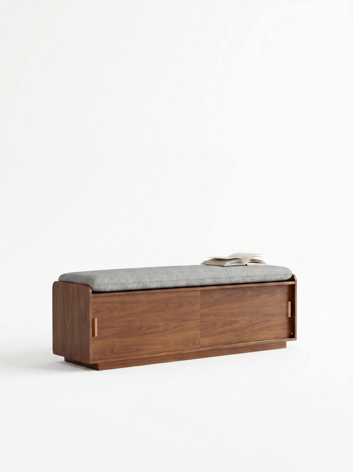 The Elara Walnut & Tweed Entryway Bench.
