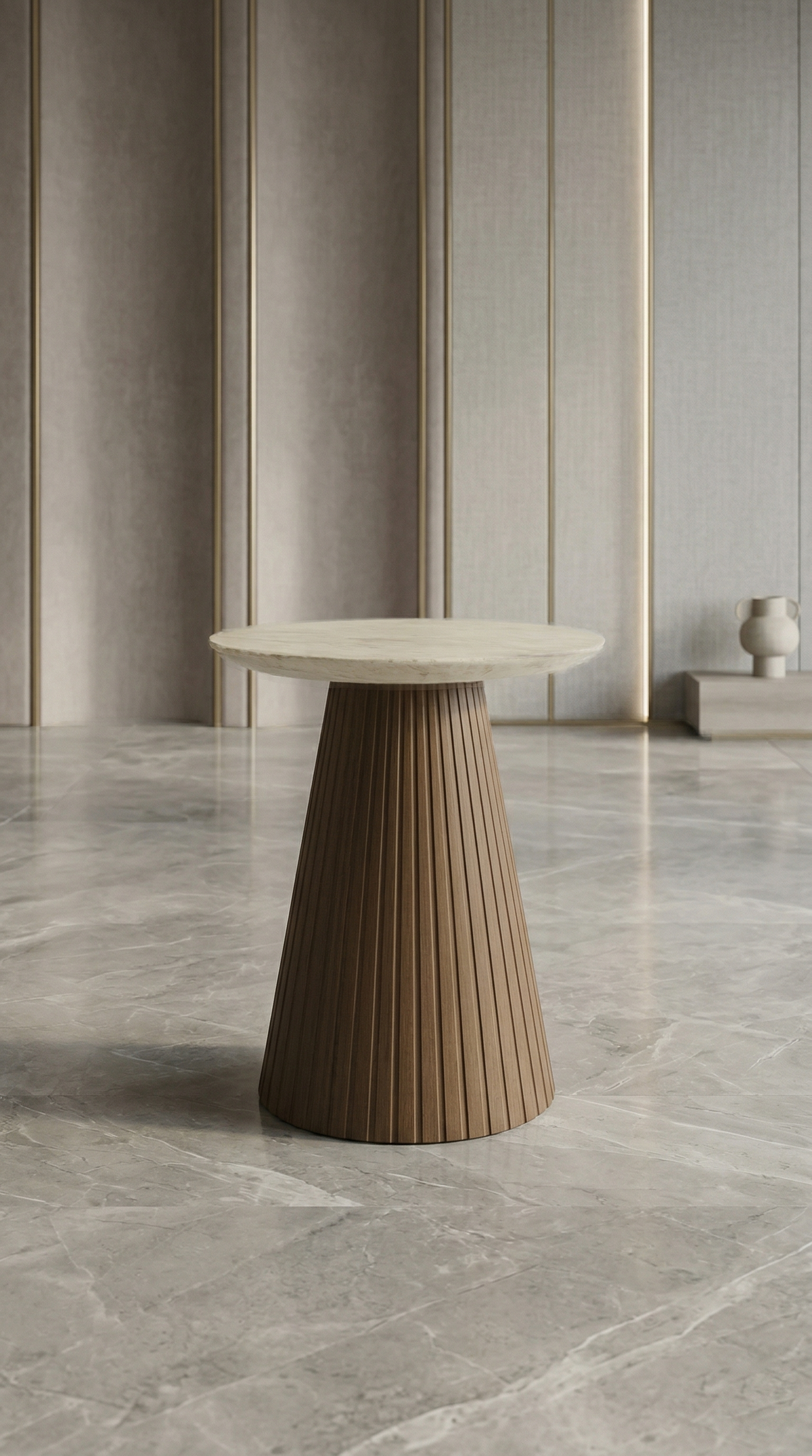 Elegant Fluted Wood Side Table with Minimalist Vertical Texture - Maison Arbor