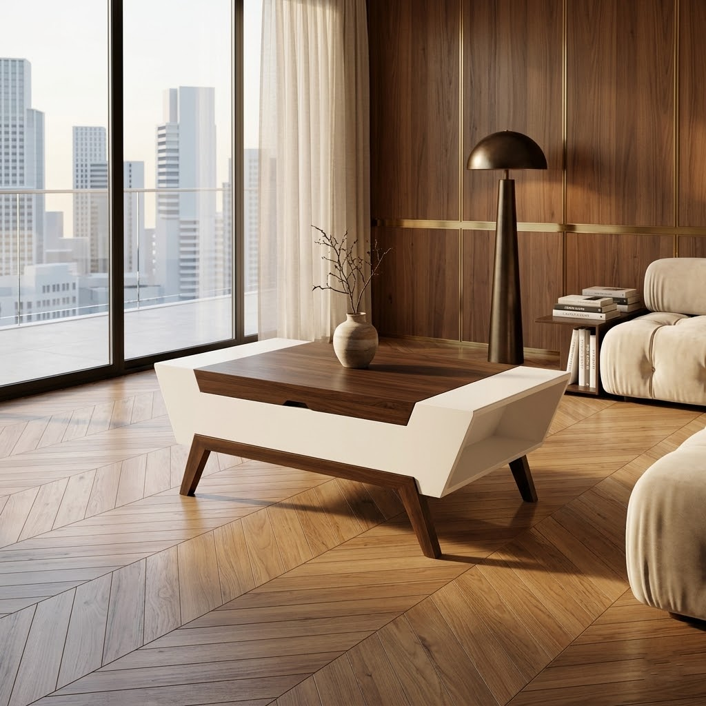 Cedar Scape | Mid-Century Modern Lift-Top Coffee Table.