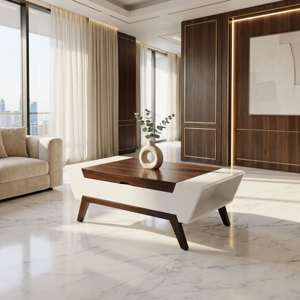 Mid-Century Modern Lift-Top Coffee Table in Solid Wood - Maison Arbor