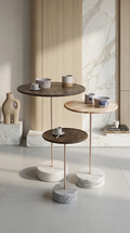Contemporary Tiered End Table with Brushed Gold and Glass Finishes