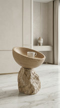 Bold Monolith Style End Table in Solid Acacia and Walnut Tones