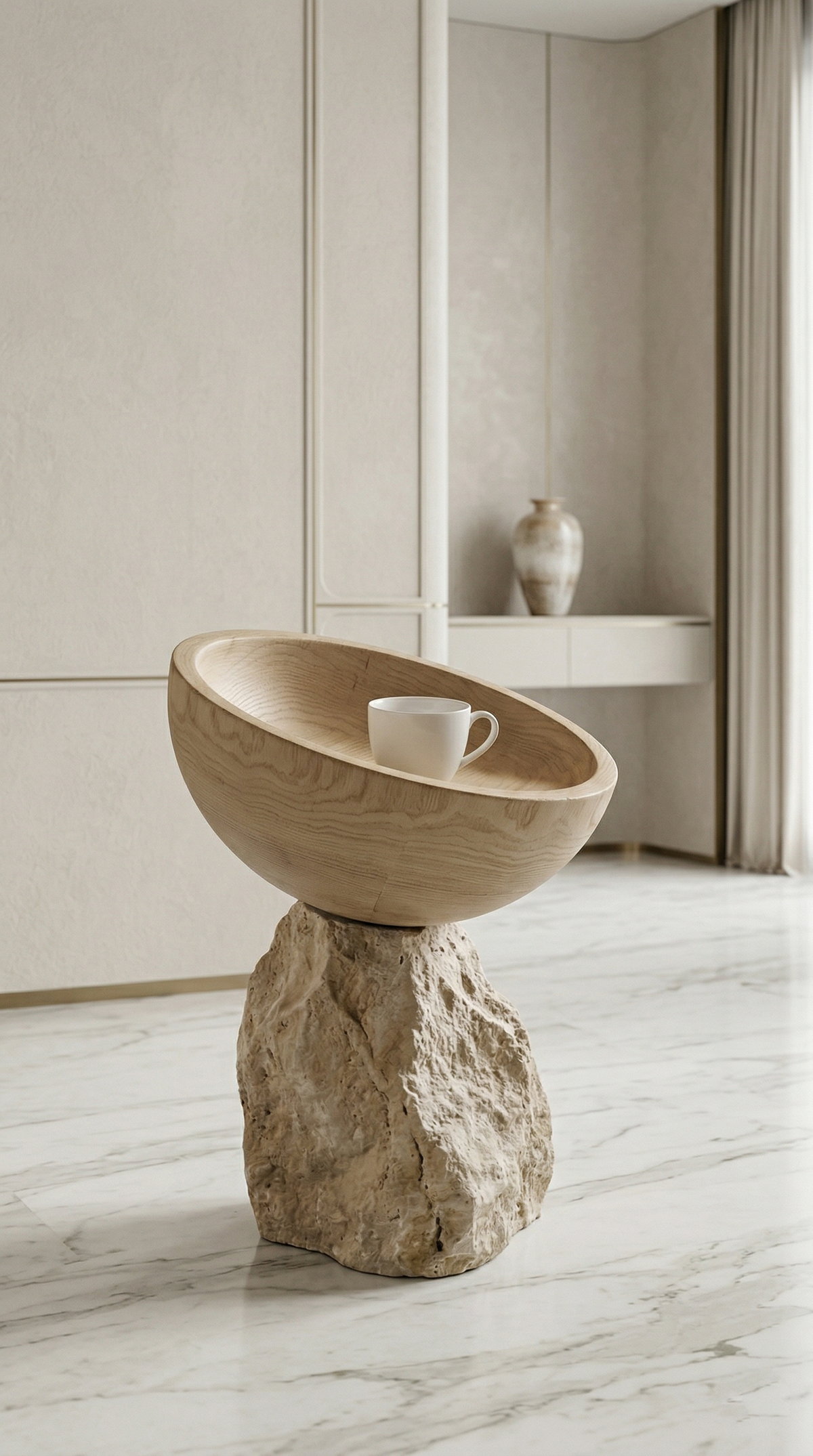 Bold Monolith Style End Table in Solid Acacia and Walnut Tones