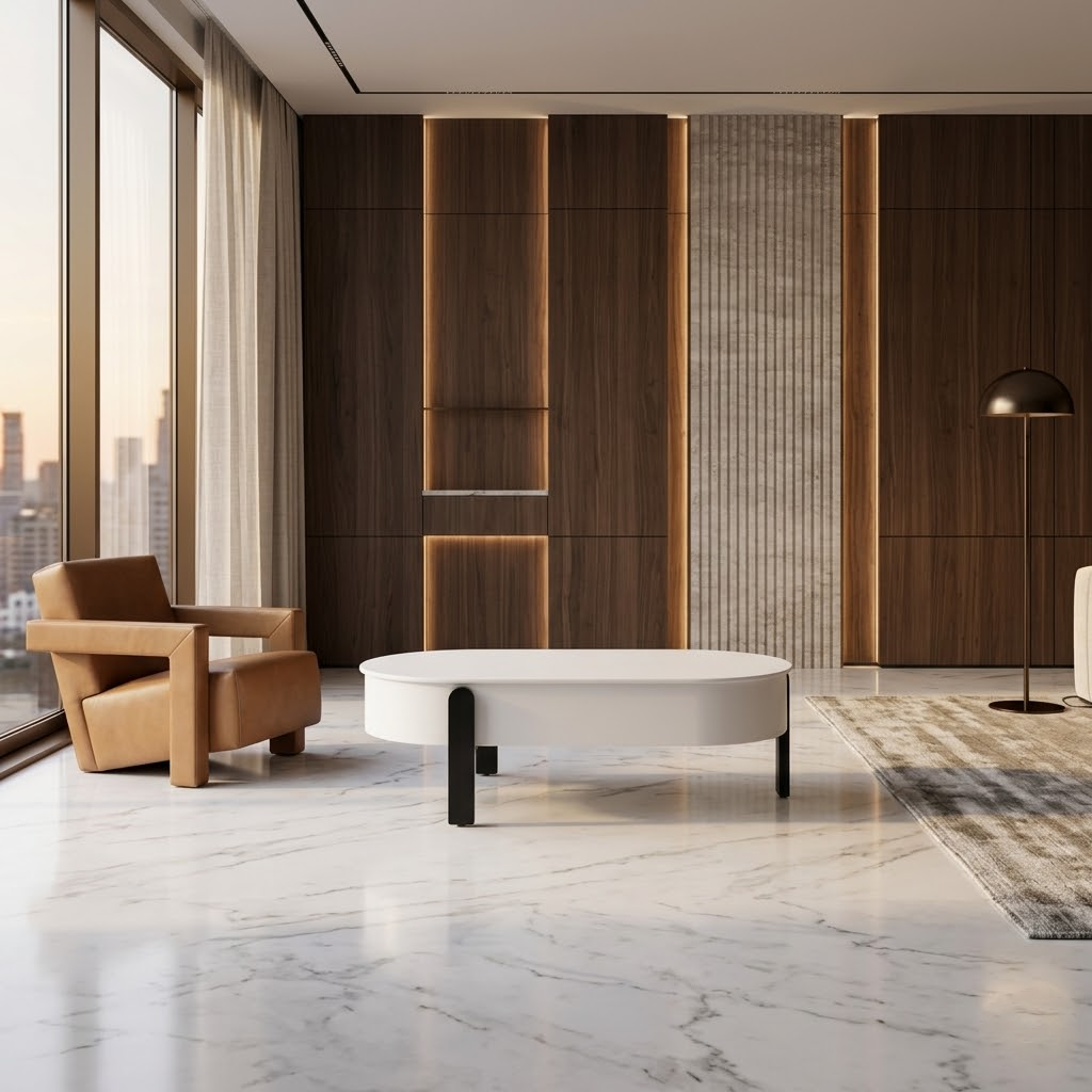 Minimalist Oval Lift-Top Coffee Table in Premium Timber - Maison Arbor