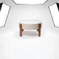 Neptune | Round Marble-Top Drum Coffee Table.