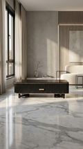 The Knightwood Coffee Table: A Symphony of Shadow and Gold Leaf Accents