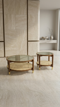 Handcrafted Teak Wood and Natural Rattan Coffee Table - Minimalist Decor India
